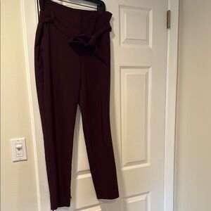 Women's Belted Pants Burgundy